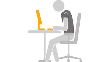 Illustration einer Person an einem Computerarbeitsplatz.