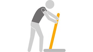 Ganzkörperkräfte Illustration einer Person, die im Stehen einen Hebel betätigt