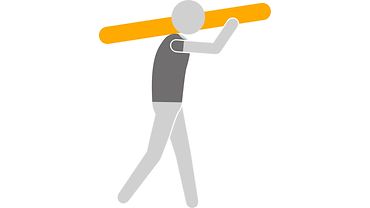 Heben, Halten und Tragen Illustration einer Person die einen Balken auf der Schulter trägt